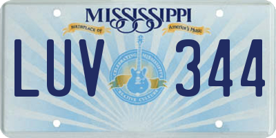 MS license plate LUV344
