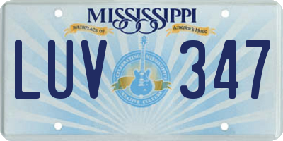 MS license plate LUV347