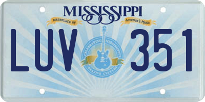 MS license plate LUV351