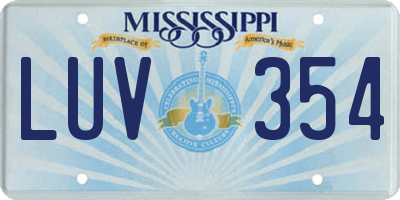 MS license plate LUV354
