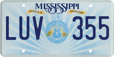 MS license plate LUV355