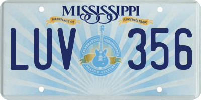 MS license plate LUV356