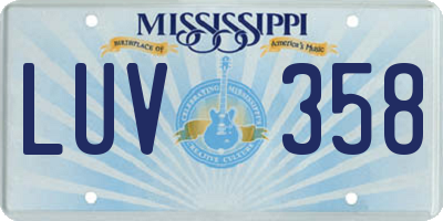 MS license plate LUV358