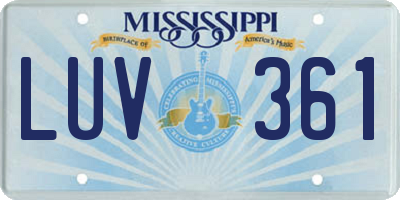 MS license plate LUV361