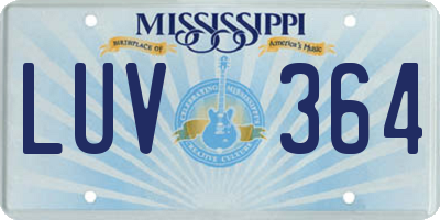 MS license plate LUV364