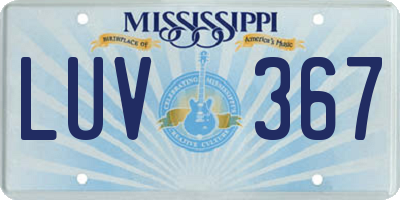 MS license plate LUV367