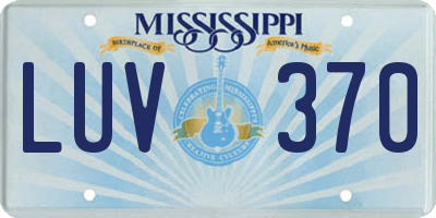 MS license plate LUV370