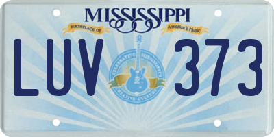 MS license plate LUV373