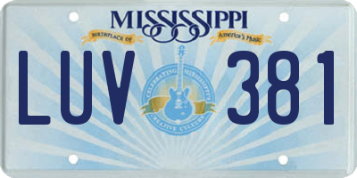 MS license plate LUV381