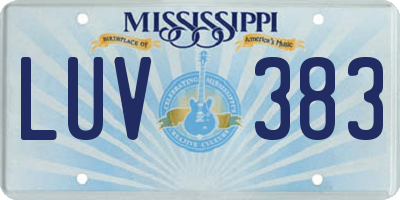 MS license plate LUV383