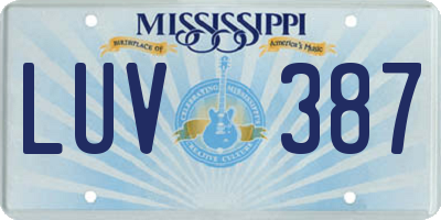 MS license plate LUV387
