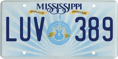 MS license plate LUV389