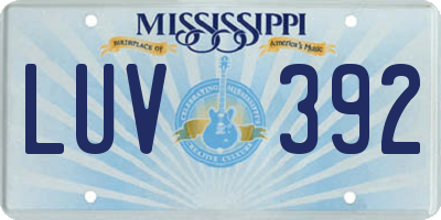 MS license plate LUV392