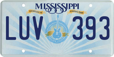 MS license plate LUV393