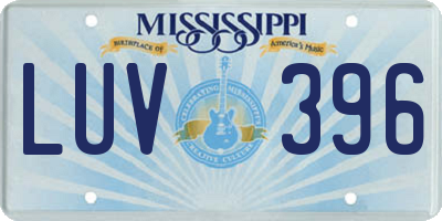 MS license plate LUV396