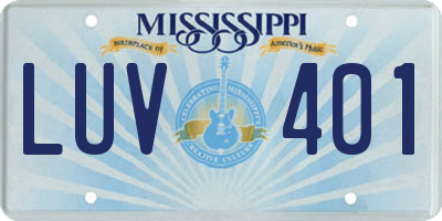 MS license plate LUV401