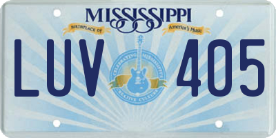 MS license plate LUV405