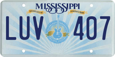 MS license plate LUV407