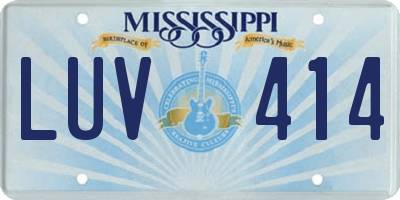 MS license plate LUV414