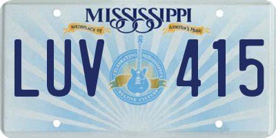 MS license plate LUV415