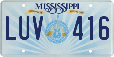 MS license plate LUV416