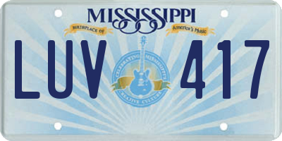 MS license plate LUV417