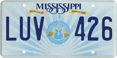 MS license plate LUV426