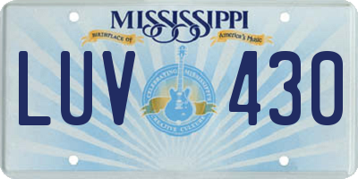 MS license plate LUV430