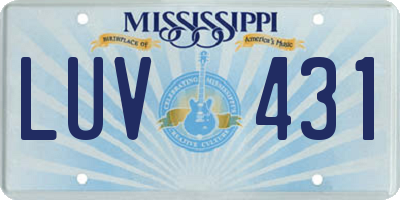MS license plate LUV431
