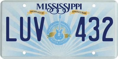 MS license plate LUV432