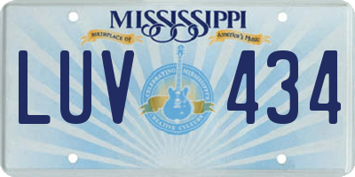 MS license plate LUV434