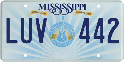 MS license plate LUV442