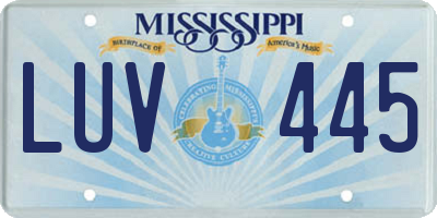 MS license plate LUV445