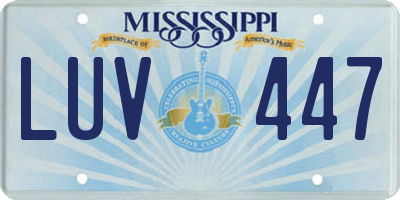MS license plate LUV447