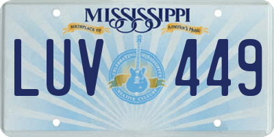 MS license plate LUV449
