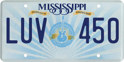 MS license plate LUV450
