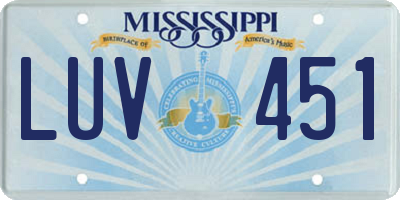 MS license plate LUV451