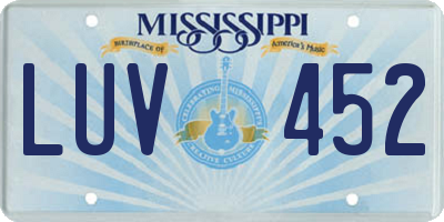 MS license plate LUV452