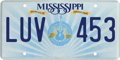 MS license plate LUV453