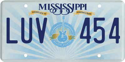 MS license plate LUV454