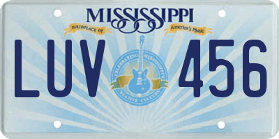 MS license plate LUV456