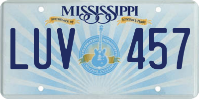 MS license plate LUV457