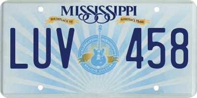 MS license plate LUV458