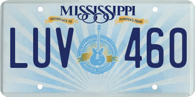 MS license plate LUV460