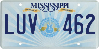 MS license plate LUV462