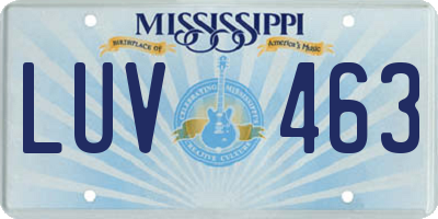 MS license plate LUV463