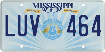 MS license plate LUV464
