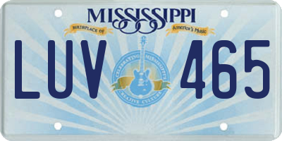 MS license plate LUV465