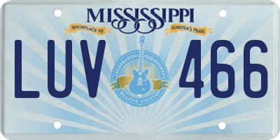 MS license plate LUV466