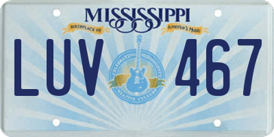 MS license plate LUV467